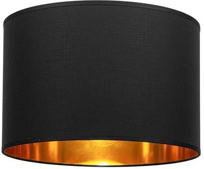 GIGGI Fabric Lamp Shades with Golden Inner, 8 Black Lampshades for Ceiling Lights, Table Lamps & Floor Lamps, Light Shade Ceiling for Living Room, Bedroom, Kitchen, Hallway, Home Décor (Black, 8)