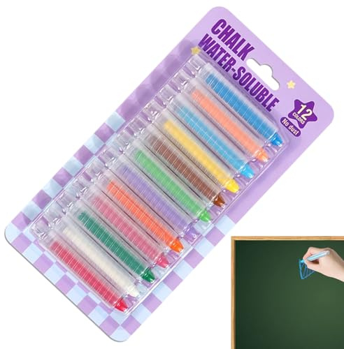 Generisch Craies pour tableau à faible poussière - Couleurs lavables pour l'extérieur et l'intérieur - Jeu éducatif - Utilisation en salle de classe, rue, anniversaire, Noël