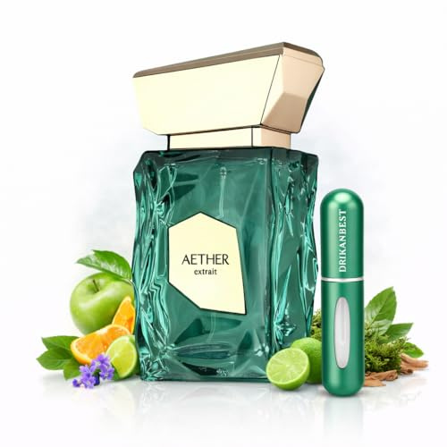 AETHER EXTRAIT Perfume Unisex 100ml – Fragancia Fresca con Manzana Verde, Cítricos y Almizcle – Aroma Limpio, Moderno y Duradero + Atomizador Drikanbest de Regalo