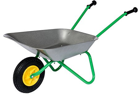 ROLLY TOYS Classic Carretilla de metal con bañera gris y marco verde 271757