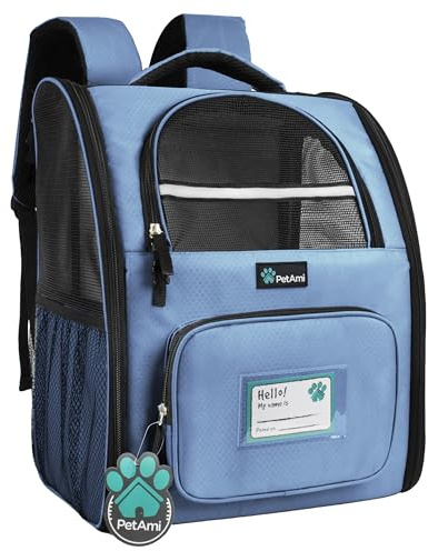 PetAmi Mochila transportadora para Perros para Gatos pequeños y Grandes, Mascotas, Cachorros, Mochila ventilada para Senderismo, Bolsa de Viaje, Mochila para Gatos aprobada por aerolíneas, Soporte