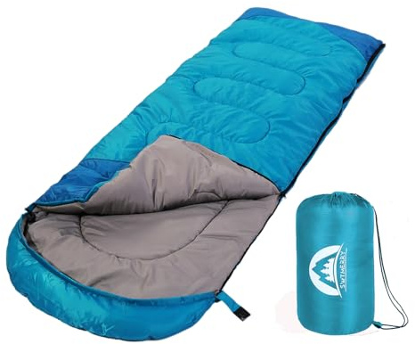 SWTMERRY- Saco de Dormir 4 Estaciones (Verano, Primavera, otoño, Invierno) Clima cálido y frío: Uso Ligero, Impermeable en Interiores y Exteriores para niños Adultos Senderismo Mochilero Camping