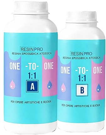 Resin Pro ® Resina Epoxi Transparente 1:1 para Fabricación de Joyas, Creaciones Artísticas, Fácil de Usar y Resistente a la Humedad, 500 g, Resina apta para Principiantes