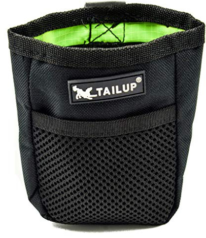 PROtastic dog treat bag - handsfree treat bag, fully lined with hook and loop fastening for easy access. Clip to attach to waist belt with front pocket for whistle or poo bags.