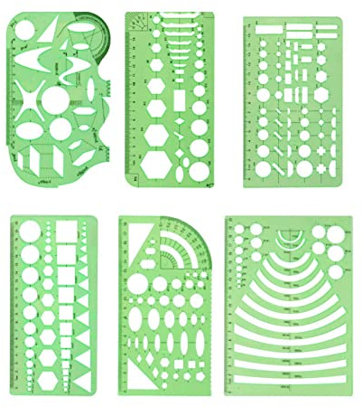 Touch Futu mätning plastmallar cirkelmall geometriska ritmallar byggsmycken design formwork linjaler klara gröna set för kontor och skola.