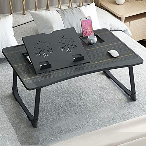 HGTRH Sängbricka med stativ, laptopbord för säng, sängbricka med förvaringslåda, cup slot bärbar nivå 6 lutningsvinkel, vikbara ben för soffa, säng, terrass, balkong, trädgård