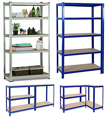 Lagerregal Schwerlastregal Standregal Kellerregal Garage Regal Metallregal Steckregal Regalsystem 5 Böden 875kg pro Boden, verstellbare MDF-Platten, schnelle Steckmontage (200 X 100 X 50cm)