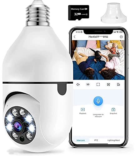 AGIG 1080P säkerhetskamera, 2,4 G och 5 GHz WiFi 360° panorama IP-kamera, IR-ljuskamera, trådlösa hemövervakningskameror stöder mänsklig rörelsedetektion, larm, tvåvägsljud, 32 GB