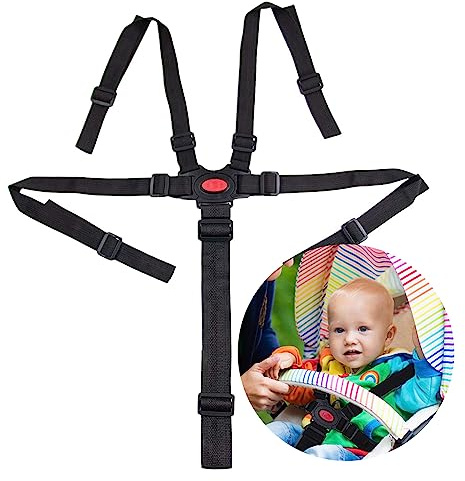 Arnés Para Silla Alta, Arnés de Seguridad Para Bebé de 5 Puntos, Correa Universal Ajustable Para Silla Alta Para Silla Alta/Cochecito, Accesorio Para Cochecito Infantil (Negro)