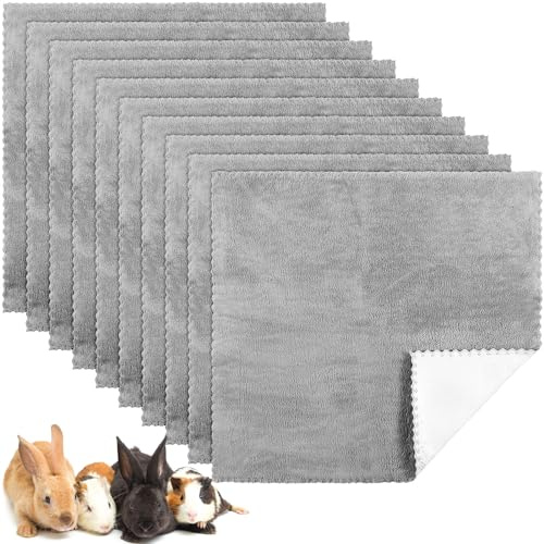 Panelee 10 Mantas de Cobayas Impermeables Alfombra de Jaula Absorbente Lavable de Mascota Almohadilla de Orina Reutilizable de Animal Pequeño Cubierta Forro Cama Dormir (Gris, 11 x 12 Pulgadas)