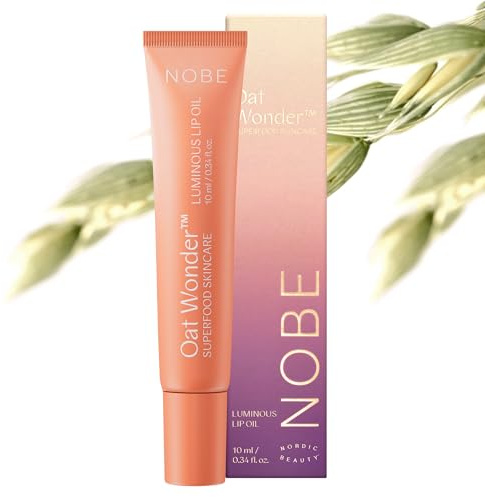 NOBE Oat Wonder Luminous Lip Oil - Pflegender, klarer Lipgloss - Nicht klebriger, nicht fettender Lipgloss in der Tube - Lippenöl mit Vitamin E – Vegan - Nordic Skincare, Lippenpflege, 10 ml