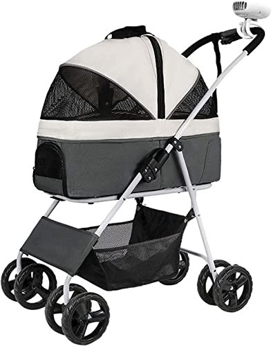 Hunde-/Katzenbuggys, Haustier-Hundebuggy für mittelgroße und kleine Hunde, 20 kg, faltbarer Haustier-/Katzen-/Hundewagen, Träger mit Rädern, atmungsaktiver Hundekinderwagen, Haustier-Buggie mit Buggy