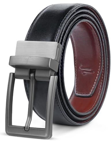 JULIUR LAMONT Premium Gürtel Herren Leder Ledergürtel als Wendegürtel - Klassisch Echtleder Herrengürtel als Businessgürtel, Jeansgürtel und Anzuggürtel zweifarbig schwarz/braun - Männer Drehgürtel
