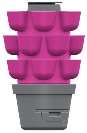 Moutta | WORMgarden Fuchsia 3 jardinières | Jardin Potager Vertical avec lombricomposteur intégré | Cultivez Vos Fruits et légumes | Créez Votre Potager et recyclez Vos déchets | Keyhole Garden