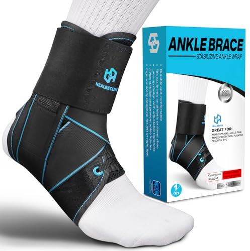 Healrecux Sprunggelenkbandage Knöchelbandage für Damen und Herren, Einstellbares bandage fußgelenk, Knöchelstabilisator Fußbandage für Plantarfasziitis, Laufen Fussball, Sport Schützen - S