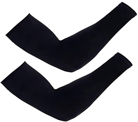 Lot de 2 manchons de protection solaire UV rafraîchissants pour femme, homme, adolescent, couverture tatouée, pour cyclisme, randonnée, course, volley-ball, conduite (noir, 1 paire), Noir , taille