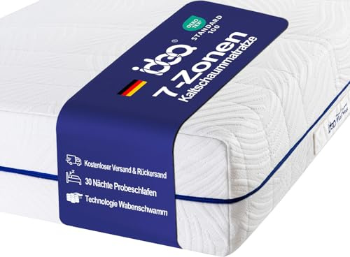 Matelas 90 x 200 cm (H3), ergonomique, en mousse froide, à 7 zones, hypoallergénique et antibactérien, certifié Oeko-Tex, housse amovible et lavable (hauteur 23 cm, 90 x 200 cm)