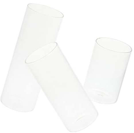 Mobestech 3pezzi Vaso in Vetro per Candela Portacandele in Vetro Trasparente per Centrotavola per Candela Colonna Protezione Antivento per Candele Forniture per Portacandele