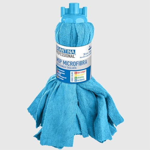 La Briantina Mop in Microfibra Blu a Frangia Tagliata 260 g – Alta Assorbenza, Uso Generale, Professionale e Domestico