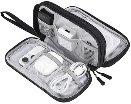 Riybyds Pochette Cable, Sac Organisateur de Câbles Électroniques, Étui de Rangement Portable pour Accessoires de Voyage, Convient pour USB, Chargeurs,Documents, Durs, Design Résistant à l'eau, Noir