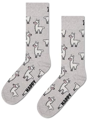 Happy Socks Llama Baumwolle Socken Unisex Grau 36-40