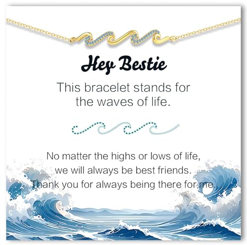 C-leen Friend Gifts, 14K Gold Plated Wave Bracelets Dainty Best Friend Birthday Gifts for Women