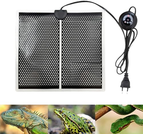 AXVRAV Terrarivärmematta, Reptil värmemattor med 7 knappar för temperaturinställning och 3 lägen timer, värmematta terrarium för sköldpaddor, orm, ödla, gecko, eremitkräfta (14 W, 28 x 28 cm)