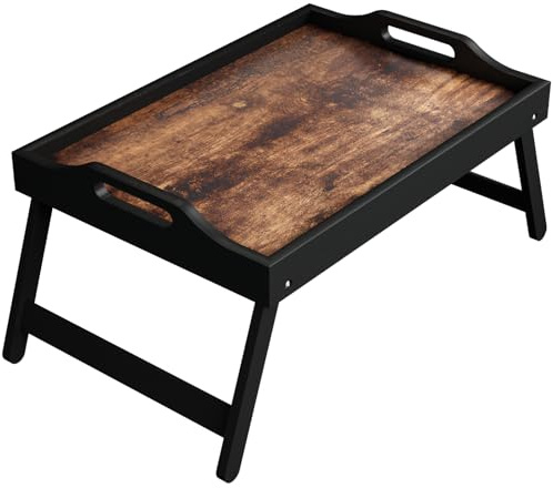 Fibogollo Wooden Bed Tray Table with Folding Legs and Handle,Breakfast Trays,Serving Tray for Food and Snack,Laptop Laptop Desk for Working