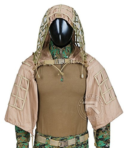 Tactical Ghillie Jacket Sniper Tog Ghillie Suit Base Brown