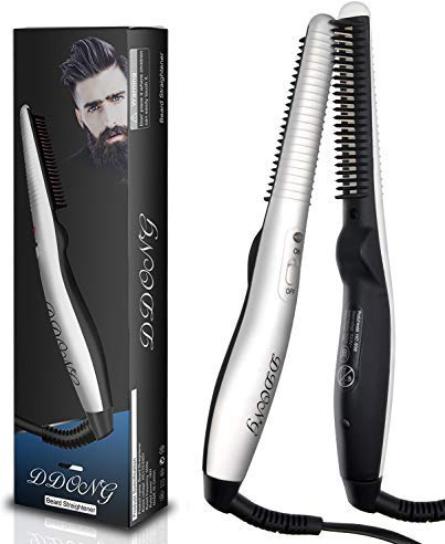 DDONG Quick Electric Heated Beard Straightener, Travel Portable Styling Iron for Men