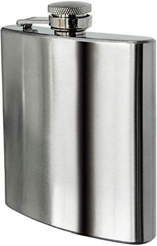 KAV Flasque de 236,8 g – Flasque de poche étanche en acier inoxydable pour whisky, alcool, cadeau personnalisé pour garçons d'honneur, bar, fête (argenté)