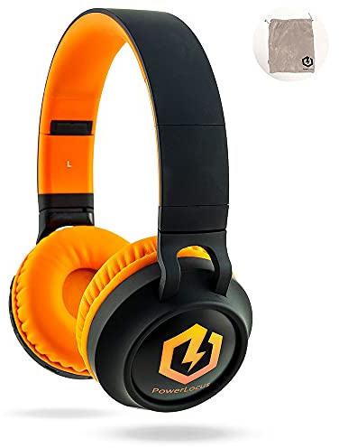 PowerLocus Cuffie Bluetooth per Bambini, Cuffie Over-Ear Senza-Fili per Bambini, Limitatore audio a 85 dB, con LED, Pieghevole, Con Microfono, Micro SD, Sacchetto da Trasporto per Viaggio/Telefono/PC