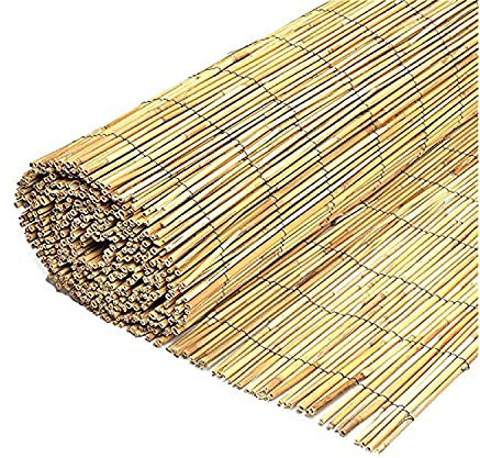 HMWD (1m x 4m Natural Peeled Reed Screening Roll Garden Sunscreen Privacy Fence 4m Wide Panels Patio/Balcony/Outdoor Space Protective Screen - Available in 4 Sizes