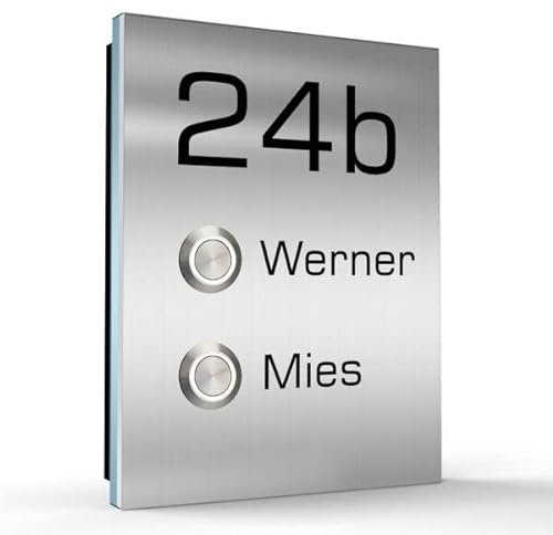 Tomtec 2 Familien Aufputz Edelstahl Türklingel 120x160mm mit LED Taster