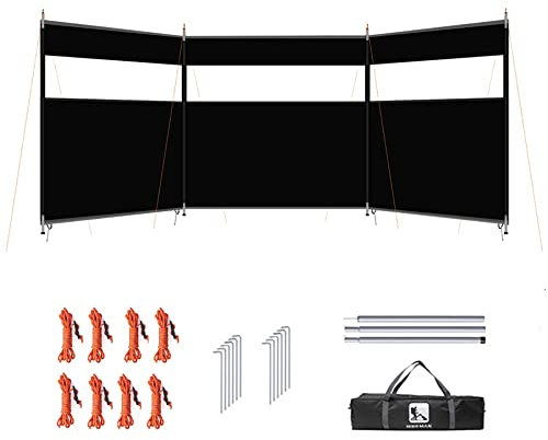 Luoxun-LX Camping-Windschutz, Strand-Windschutz mit Fenster, tragbarer Outdoor-Windschutz für Camping, Strand, Garten, Picknick, 440 x 130 cm