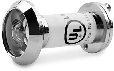 Bwintech 1 Pcs UL Listed Fireproof Door Viewer, Laiton massif 200 degrés, 14 mm de diamètre 35-60 mm de longueur, Finition en chrome poli, avec couvercle de visionneuse
