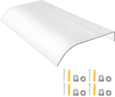 Vigevee Skärmtak för ytterdörr 40 x 80 cm transparent polykarbonat pulsbåge-tak, vägglåda, baldakin, yttertak, dörrtak för balkong, fönster, husentré, regnskydd