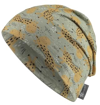 Sterntaler Beanie Giraffen - Unisex Kindermütze aus Flammgarnjersey mit UV Schutz 50+ - Leichte Mütze mit Giraffen -Druck schützt den Kopf an heißen Tagen vor der Sonne - blassgrün, 51