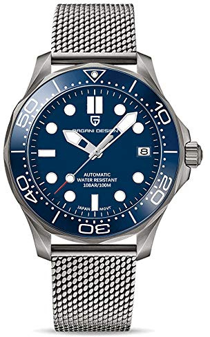 Pagani Design 1667 Men's Fashion Automatic Diving Watch NH35 Movement Rotating Ceramic Bezel Waterproof Nylon Rubber Business Sport Self-Winding Watch