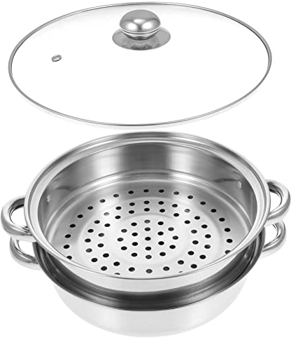 ANSNOW Olla para Cocinar Pescado Olla Al Vapor Olla para Cocinar Al Vapor Utensilios de Cocina para Cocinar Al Vapor Olla para Pasta Olla Al Vapor de Metal Utensilios de Cocina Olla para Cazuela Pan
