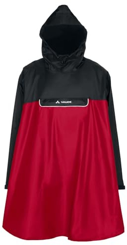 VAUDE Valero Poncho, Regenponcho mit Ärmeln, wasserdicht und winddicht, red/black, XXL