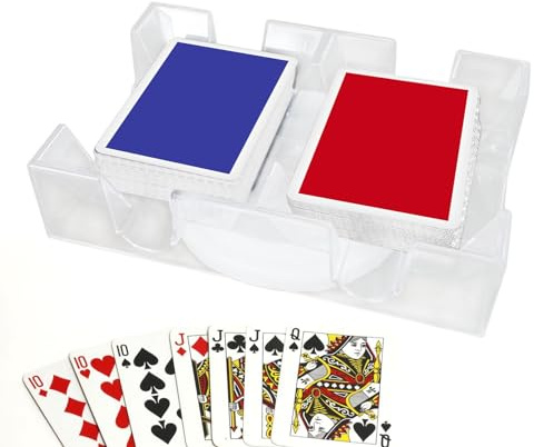 YRTUOP Tarjetero Giratorio Transparente de Doble Cubierta, Soporte Giratorio para Cartas, Bandeja para Naipes, Resistente y Práctico para Niños y Adultos de 144 Meses en Adelante