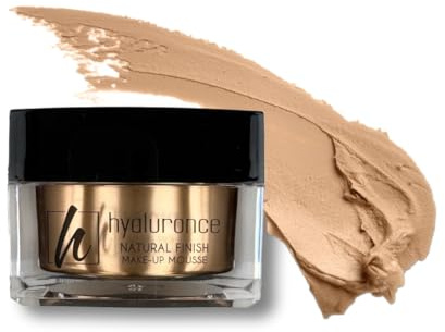 hyaluronce Natural Finish Make-Up Mousse, vegane Foundation für jeden Hauttyp, Hautton anpassend, Puder & Abdeckung in einem Produkt