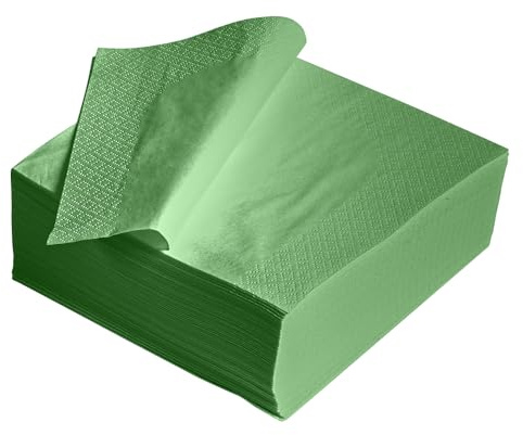 100PK Green Paper Serviettes Soft Napkins 40x40cm 2PLY Kitchen Tissue Paper Disposable Tableware Parties Events Hotel Catering