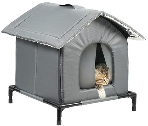 Outdoor Cat House, 2026 New Weatherproof Outside Cat House, Can Accommodate 11lb, Small Easy Assembly, Warm Shelter for Outdoor Cats