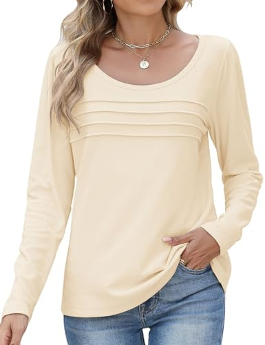 PASUDA Maglia Manica Lunga Donna Maglietta Termica Invernale Caldo Girocollo Casual Bluse Elegante Tops con Foderato Autunno T-Shirt (Kaki, XXL)