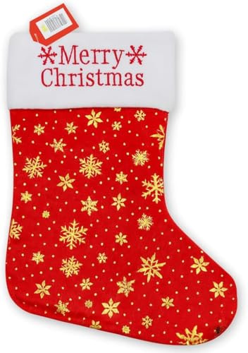 ANGIX 1 x Christmas Stockings 18 Large Red & White Personalized Xmas Stocking Gift Bag for Fillers Gift, Kids, Family, Holiday & Fireplace Party Decoration, Santa Socks Bag