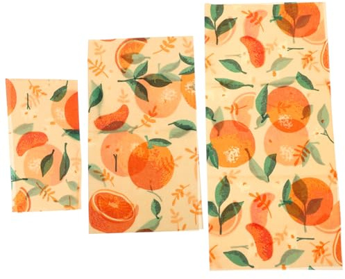 GALPADA 3 Sheets Fresh-Keeping Cloth Reusable Beeswax Food Wrap for Home Kitchen Fridge Wraps for Food Bees Wax Cloth for Sandwiches