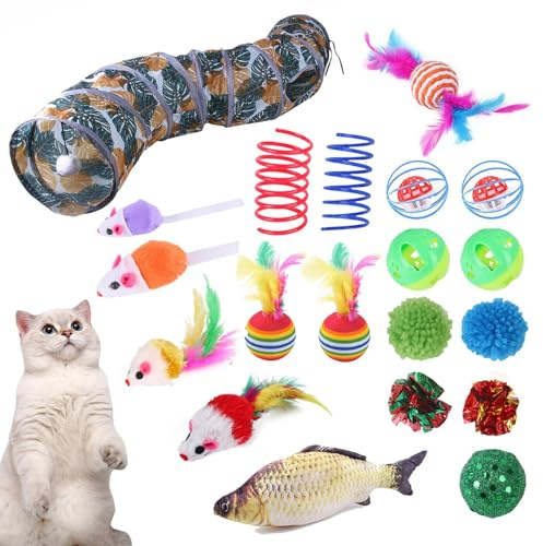 Wuvfojca Set di giocattoli per gatti, gioco di tunnel divertente, giocattoli interattivi per interni, per esterni, casa, giardino e soggiorno