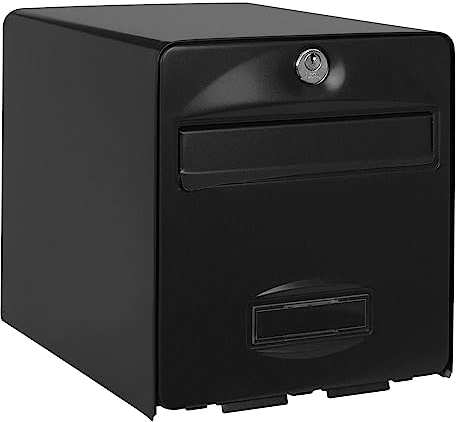 BURG-WÄCHTER Boîte aux Lettres Agréée La Poste, 1 Porte, 508 NO BALthazar, Noir, en Acier Galvanisé, Avec Porte à Ouverture Totale et Stop-Courrier (Porte bloquée à 120°)